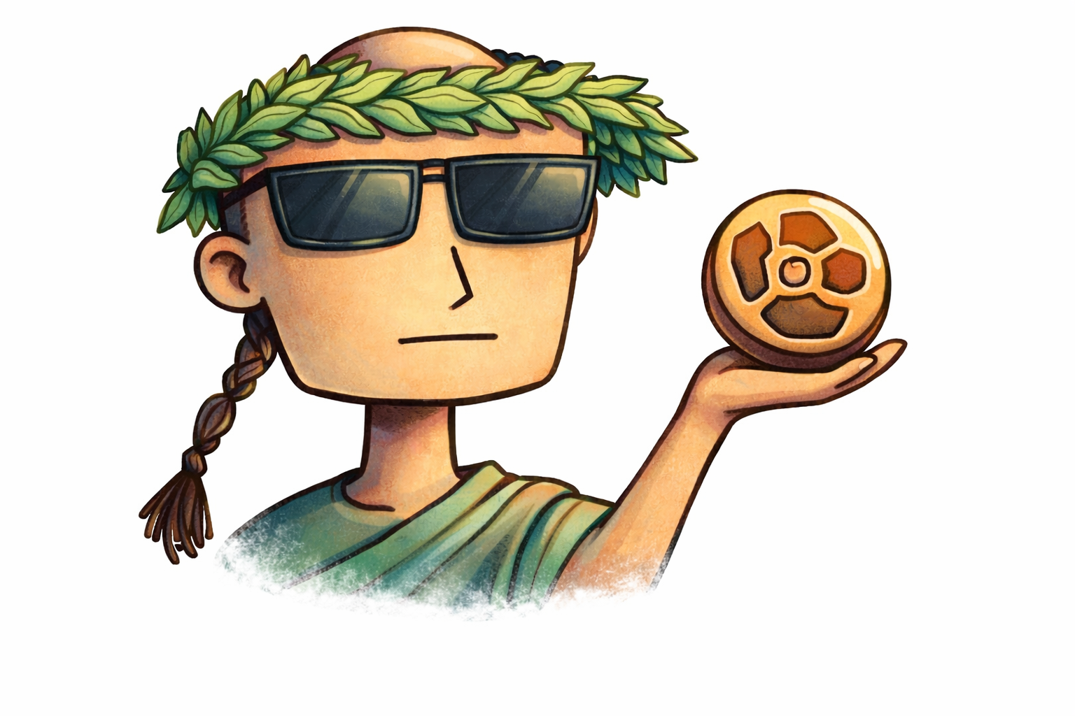 PVC Mascot - A modern stoic philosopher holding a version token